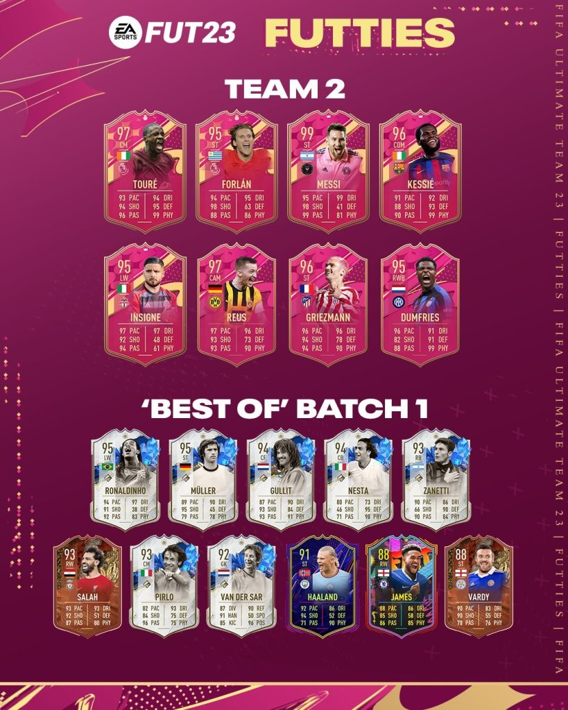 FIFA 23 FUTTIES Heroes Team 2 Release with Messi Touré and Forlan in