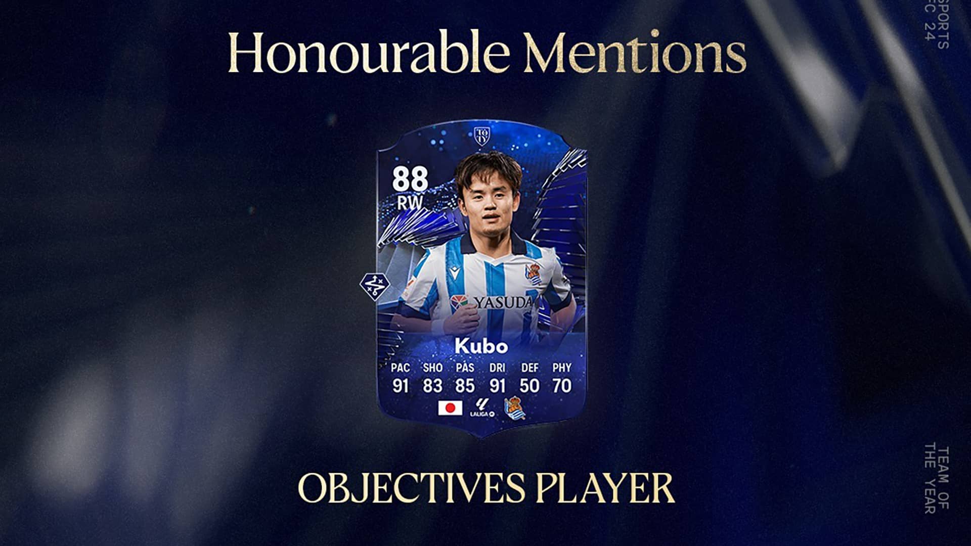 EA FC 24 Takefusa Kubo Honourable Mentions Objectives 2023 Year in