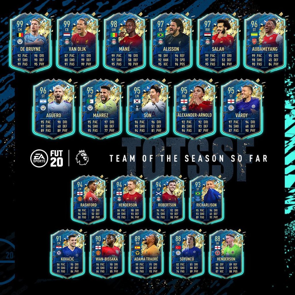 FIFA 20 TOTSSF Annunciato il Team Of The Season So Far della Premier